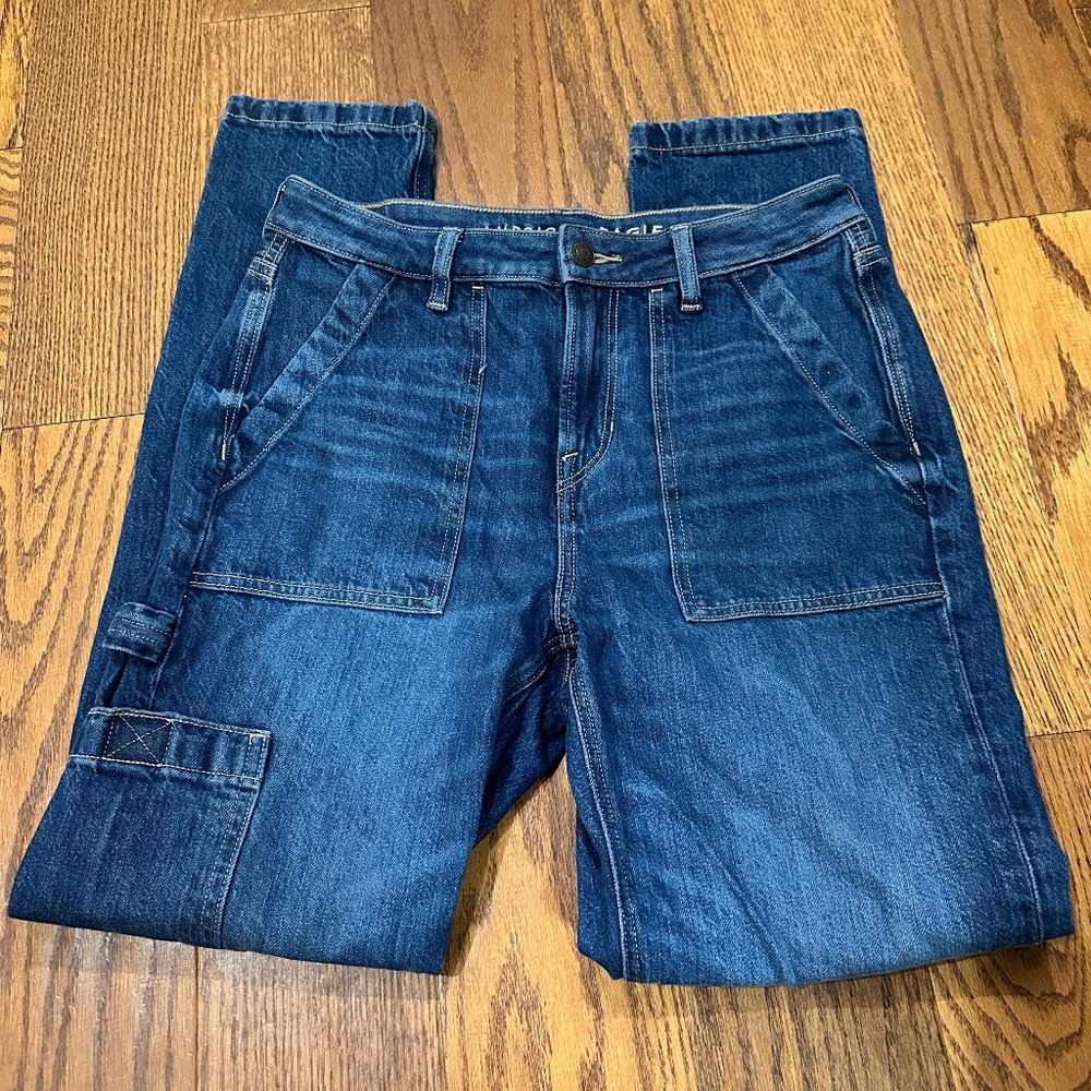 ! American Eagle Y2K Comfort Stretch Waistband Dark Wash Mom Jeans Women Size 4
